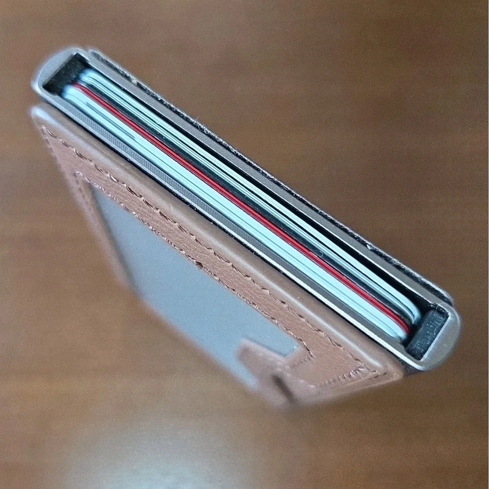 VULKIT Card Holder with Side Slider Pop Up Wallet RFID Blocking Slim Metal Bank